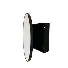 Load image into Gallery viewer, Bellaterra 26 in Round Metal Frame Medicine Cabinet in Meta Black 8820-MC-MB, open