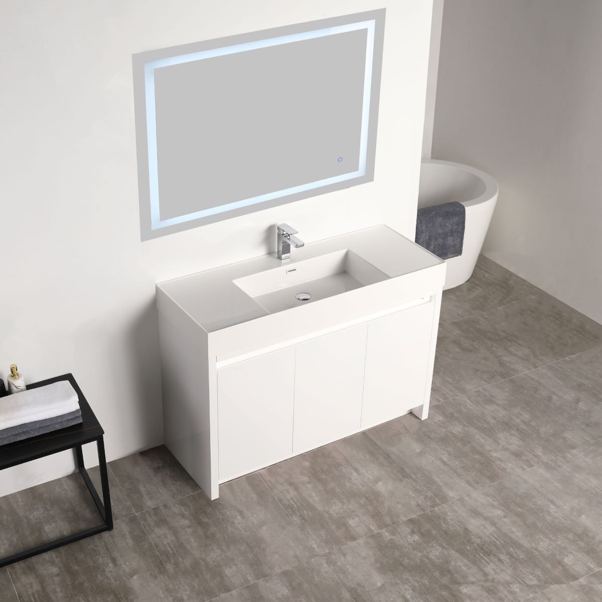 Blossom Capri 48″ Single sink Vanity with Dual LED Illumination - Glossy White, up