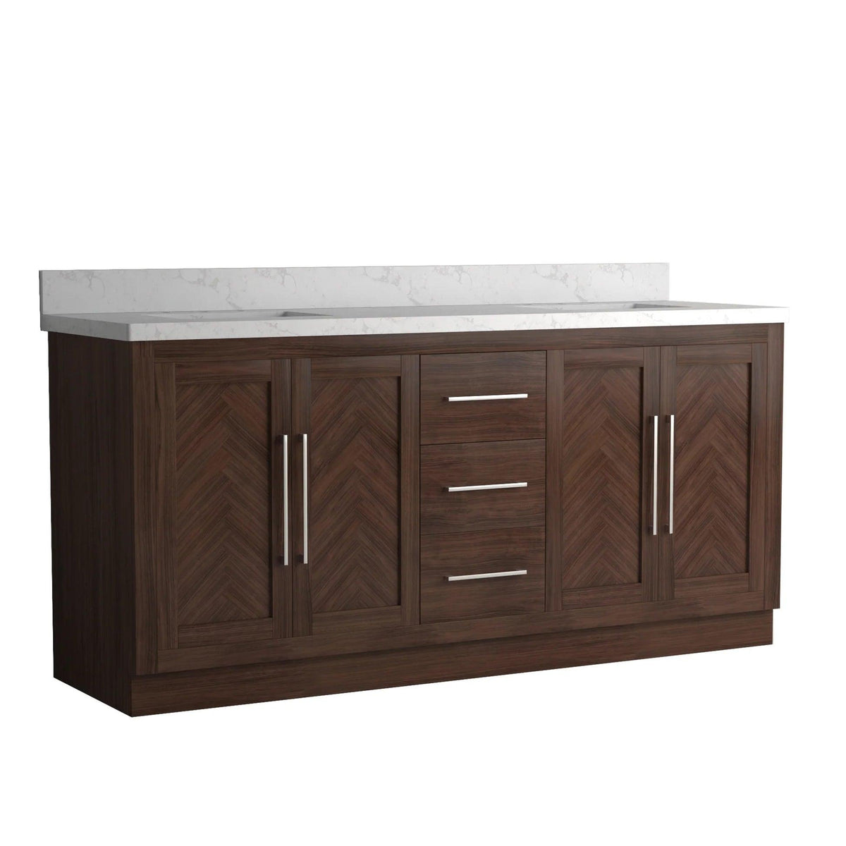 Double Freestanding Bath Vanity in Dark Oak - Closed
