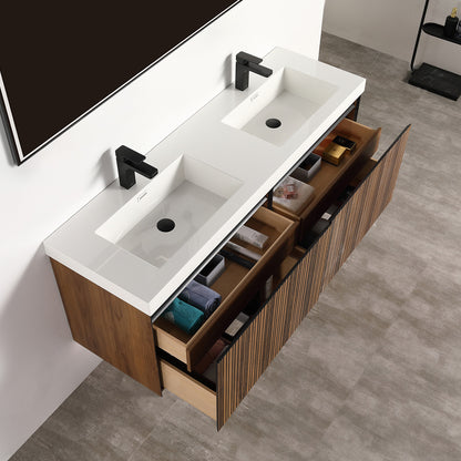 Blossom Lille – 48 Inch Double Vanity - Brown Walnut Strip