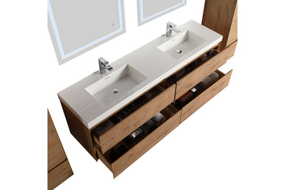 Blossom Assisi 72" Double sink Vanity - Luxurious Minimalist Design with Soft-Closing Drawers, Classic Oak, open