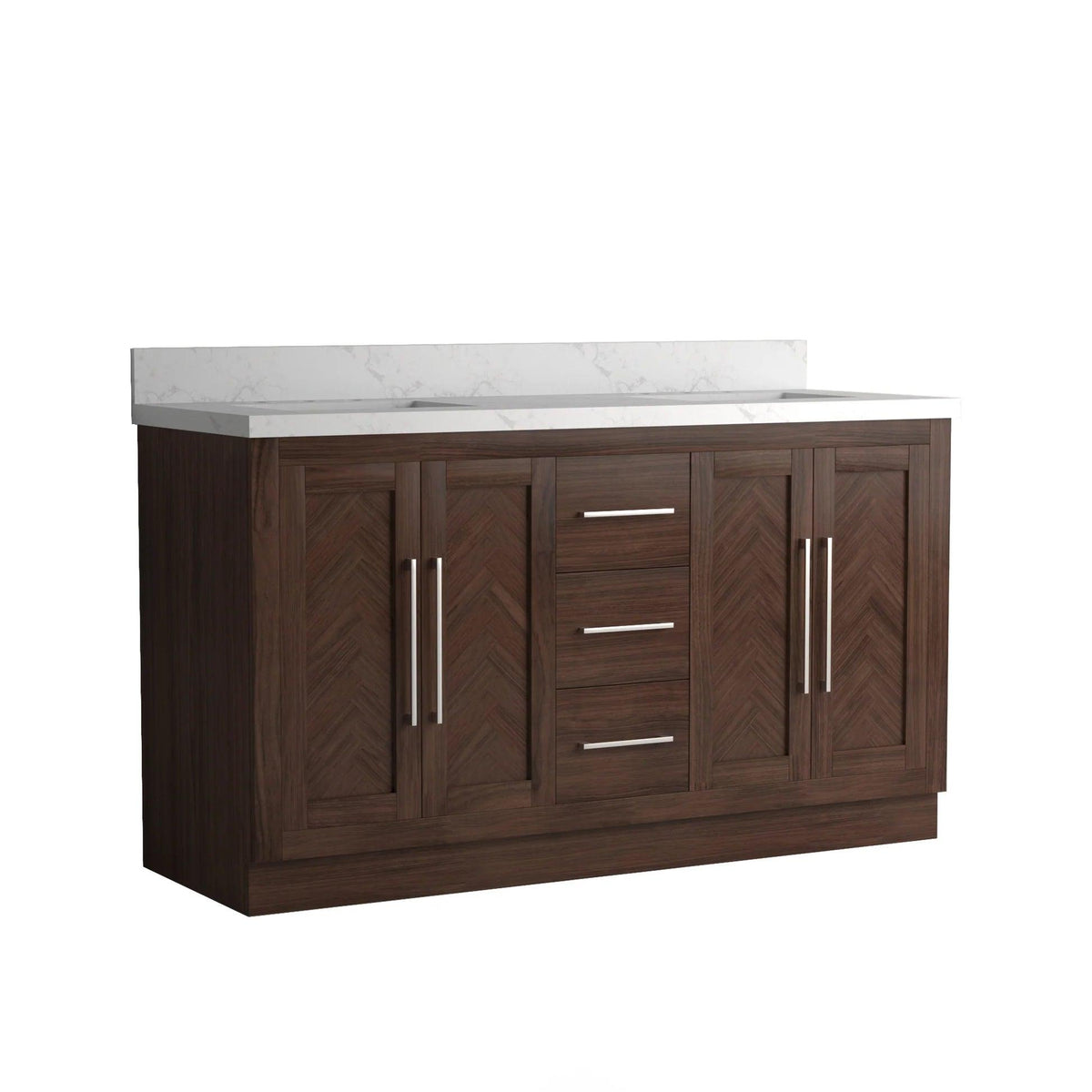 Double Freestanding Bath Vanity in Dark Oak - Drawers