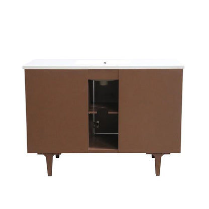 49 in. Single Sink Vanity in Dark Cherry with Engineered Quartz Top, Hardware in Matte Black, back