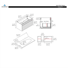 Load image into Gallery viewer, Blossom Voyage Glossy White 36″ Vanity with Droplet-Shaped Basin - LED Illuminated, diagram