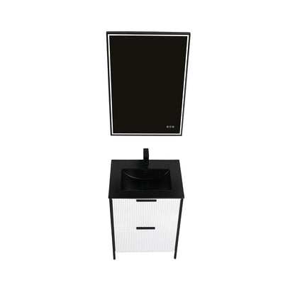 Blossom Zurich 24" Vanity – Glossy White & Metal Grey with Soft-Close Drawers