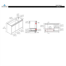 Load image into Gallery viewer, Blossom Capri 48″ Single sink Vanity with Dual LED Illumination - Glossy White, diagram