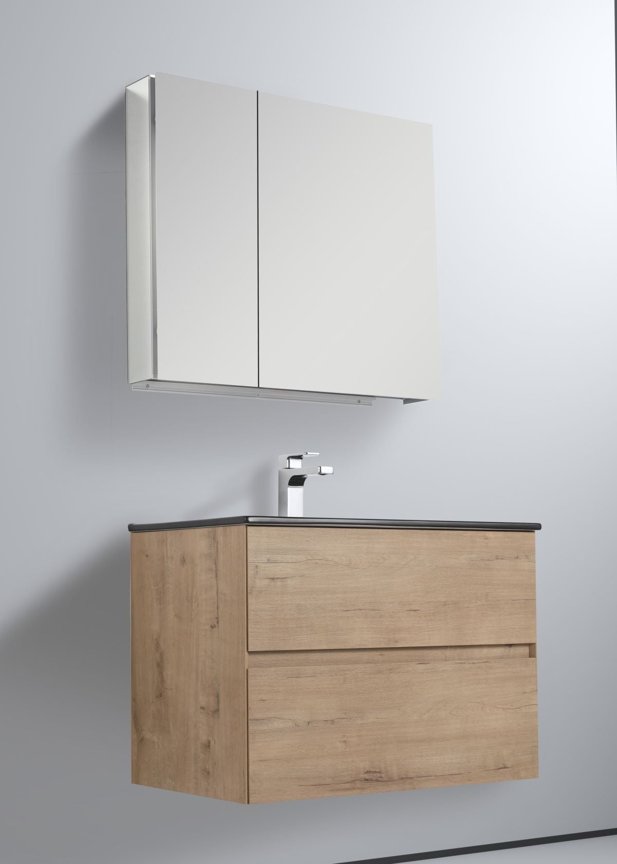 Blossom Assisi 30" Classic Oak Vanity - Eco-Friendly Minimalist Design with Soft-Closing Drawers, Black Ceramic Basin