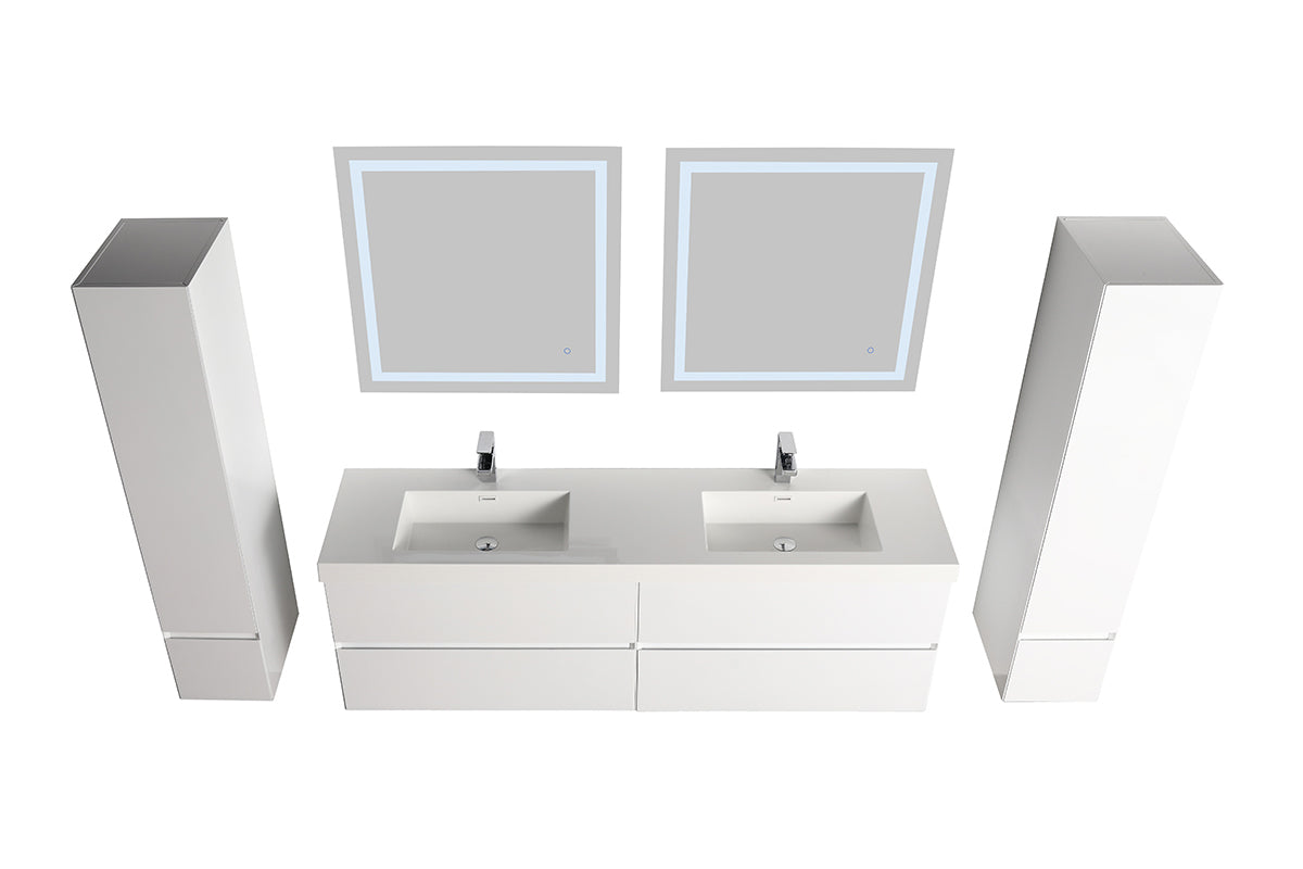 Blossom Assisi 72" Double sink Vanity - Luxurious Minimalist Design with Soft-Closing Drawers, Glossy White, Up