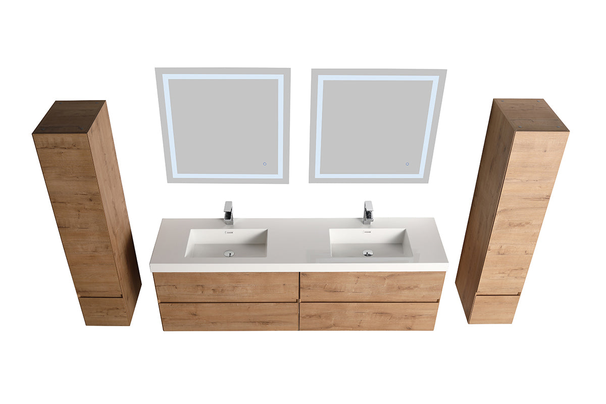 Blossom Assisi 72" Double sink Vanity - Luxurious Minimalist Design with Soft-Closing Drawers, Classic Oak, up