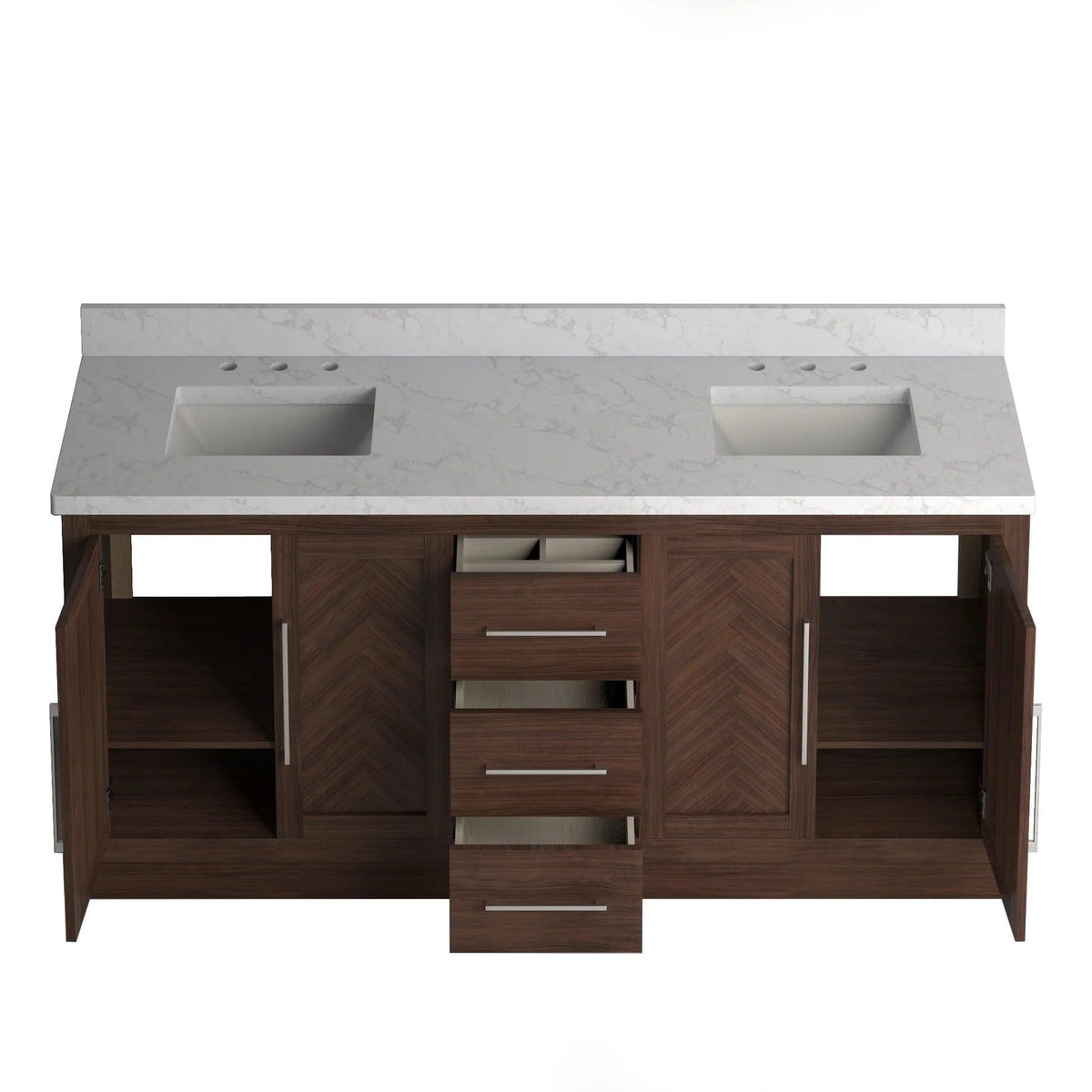 Double Freestanding Bath Vanity in Dark Oak - Sink, Drawers