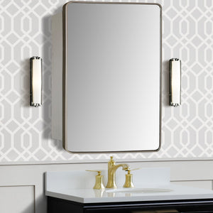 Bellaterra 28 in Rectangular Metal Frame Mirror with Medicine Cabinet in Silver front