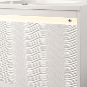 Blossom Voyage Wall-Hung 24" Glossy White Vanity,  Acrylic Sink, LED Lighting, front led