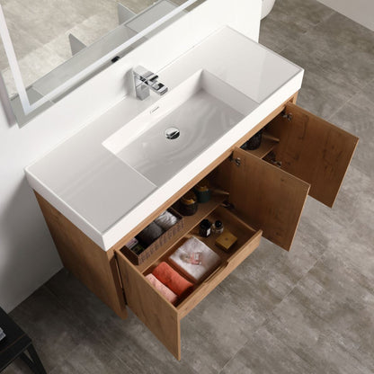 Blossom Capri 48″ Single sink Vanity with Dual LED Illumination - Classic Oak, open