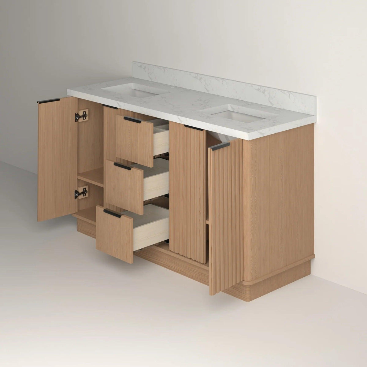 Kathryn 60 inch Double Freestanding Bath Vanity - Side,Open