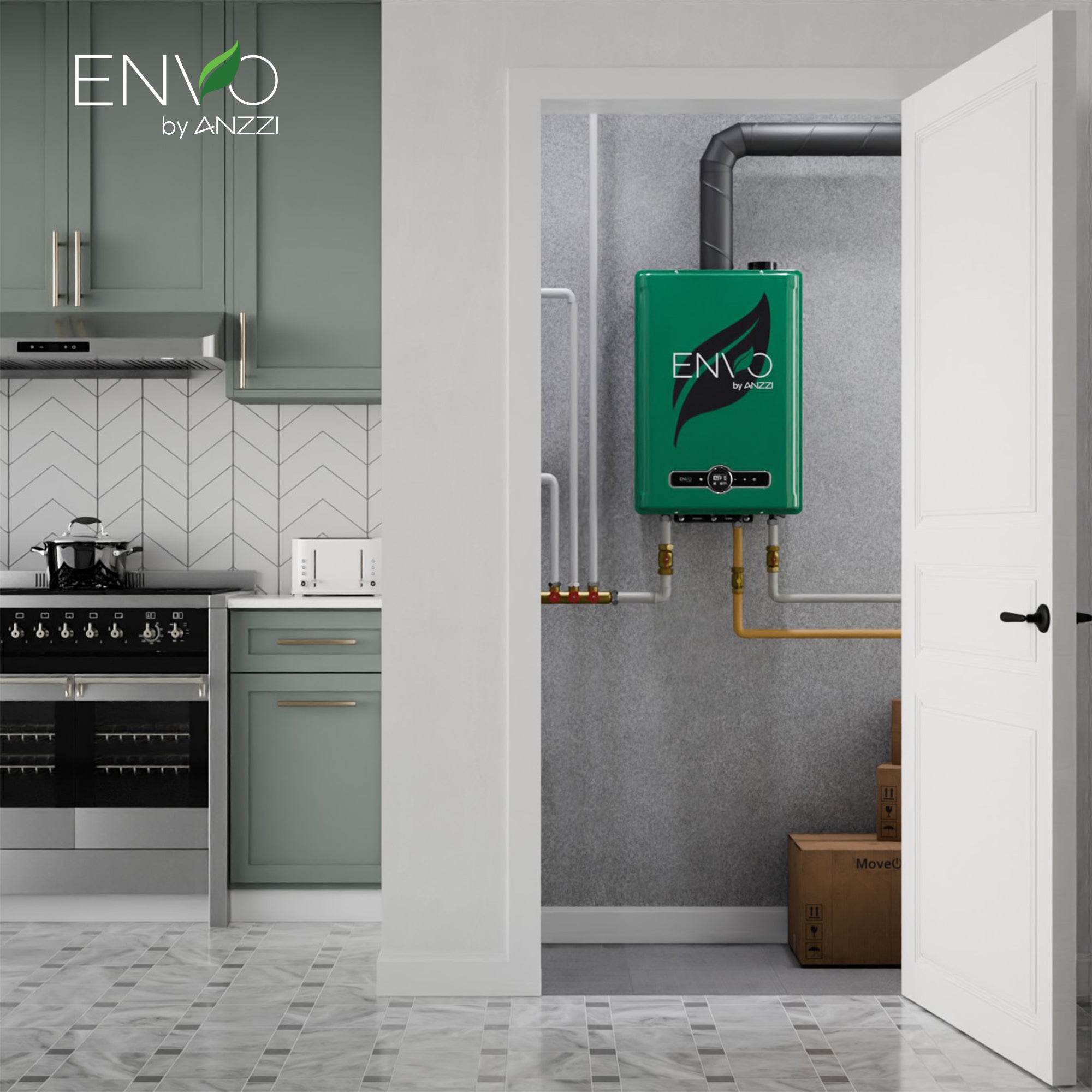 ENVO 180,000 BTU Indoor Propane Water Heater | Smart Digital Display & Anti-Freezing Protection