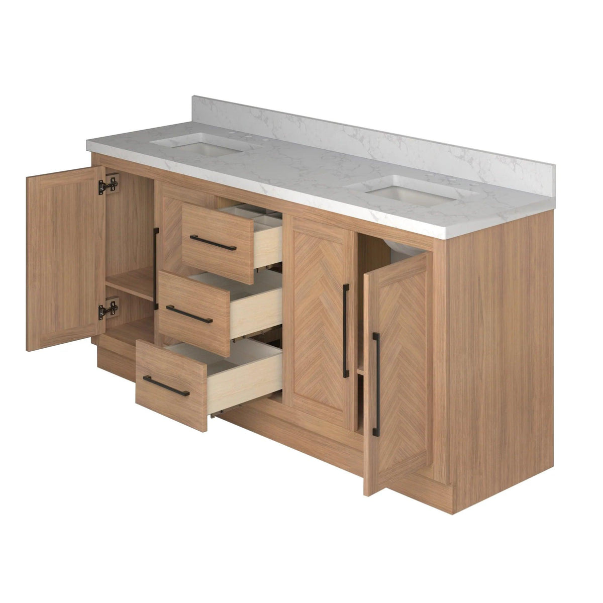 Vivian 72 inch Double Freestanding Bath Vanity - Side Open