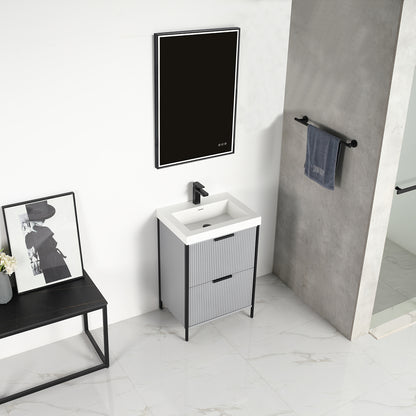 Blossom Zurich 24" Vanity – Glossy White & Metal Grey with Soft-Close Drawers