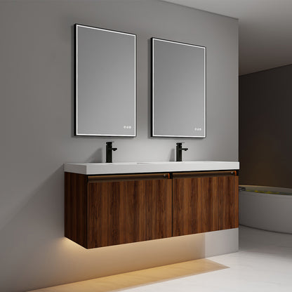 Blossom Lille – 60 Inch Double Vanity - Brown Walnut Strip