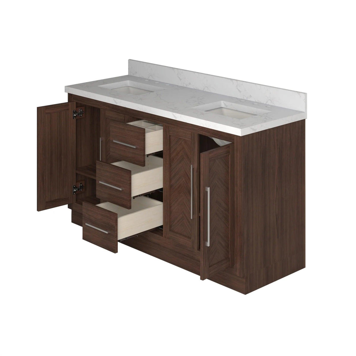 Double Freestanding Bath Vanity in Dark Oak - Side