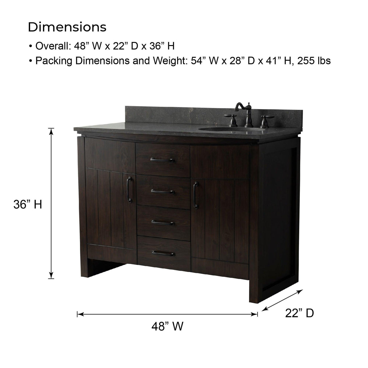 Freestanding Bathroom Vanity - Dimensions