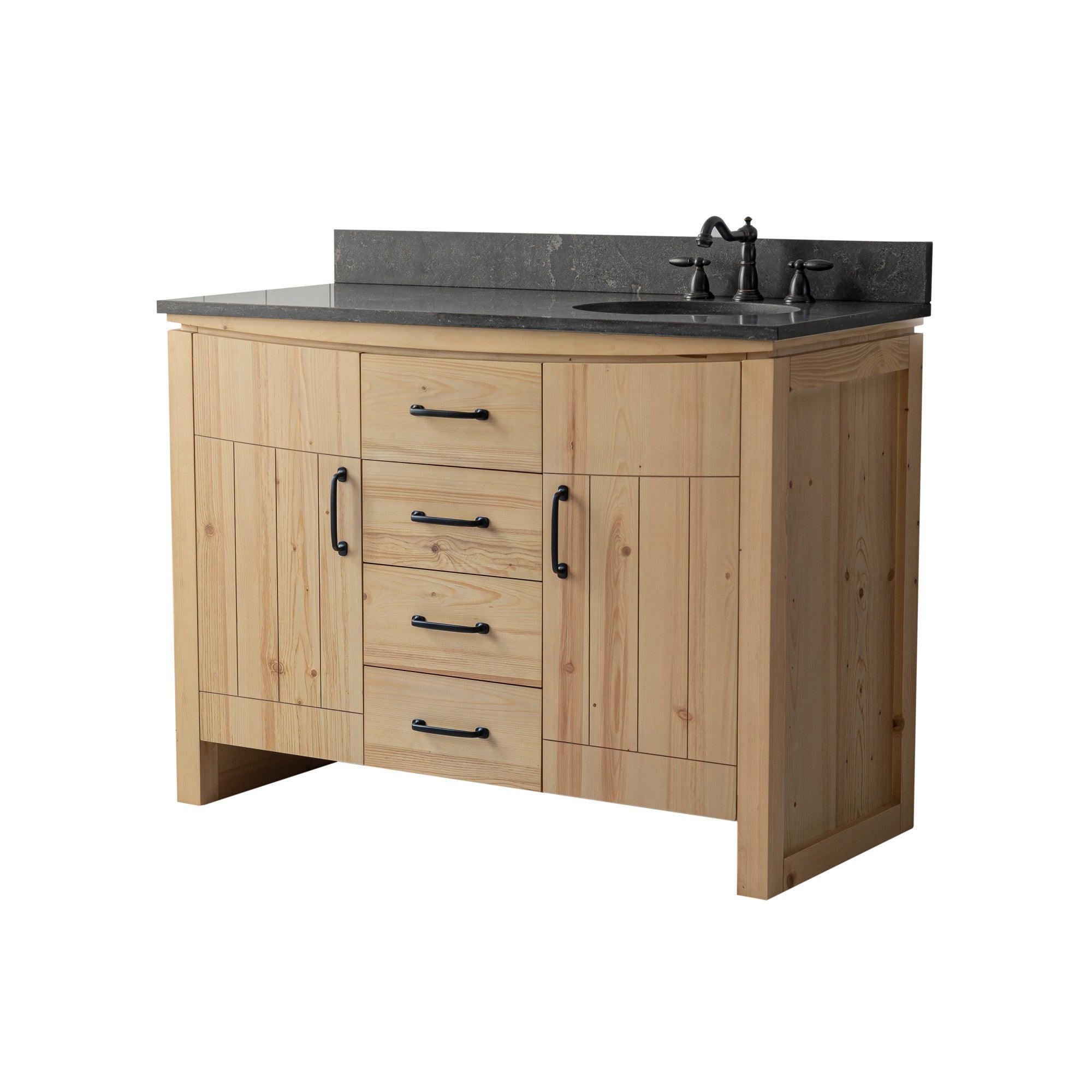 Freestanding Bath Vanity with Blue Limestone Countertop - 2