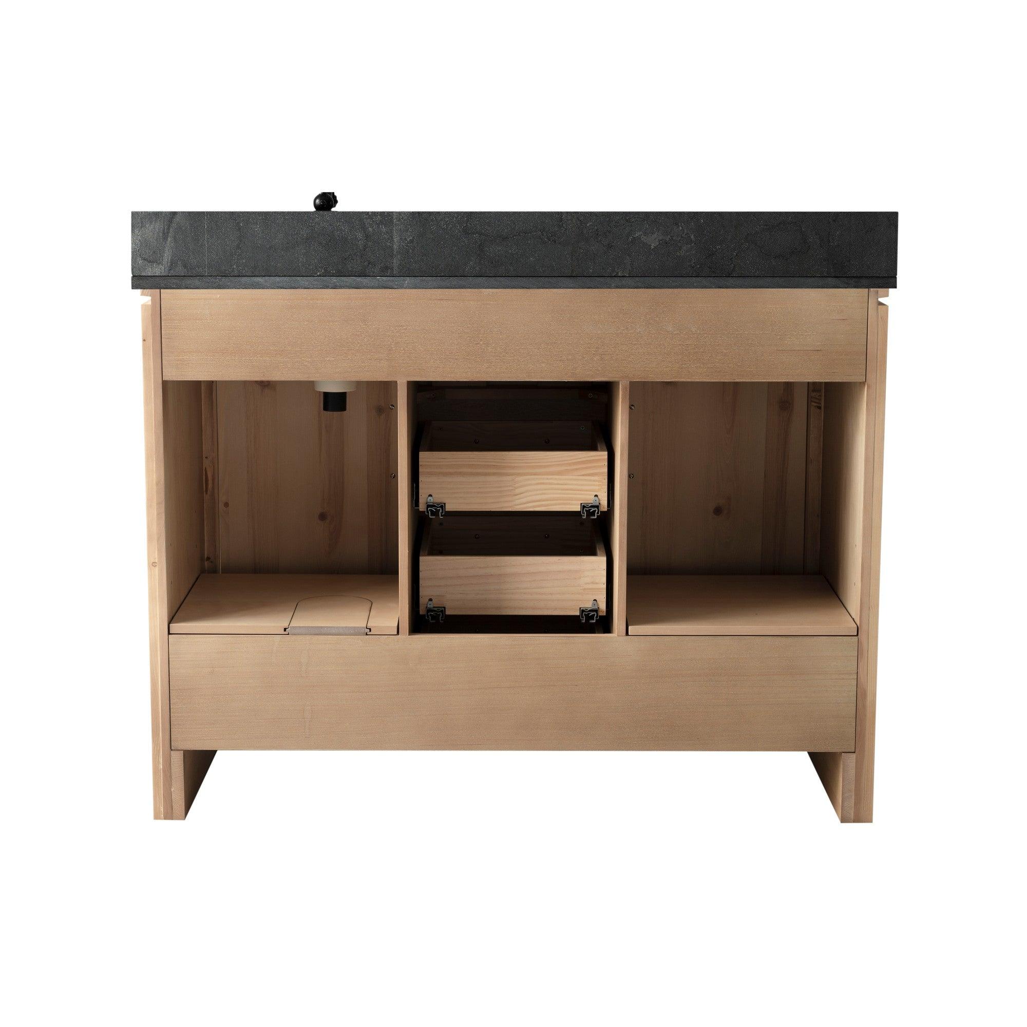 Freestanding Bath Vanity with Blue Limestone Countertop - Back