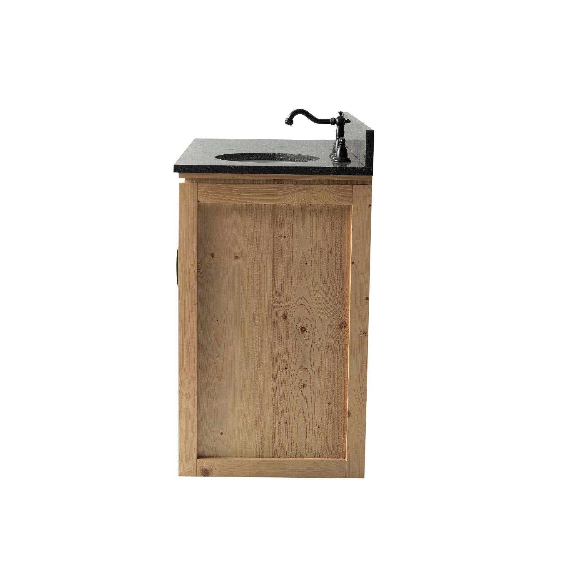 Freestanding Bath Vanity with Blue Limestone Countertop - Side