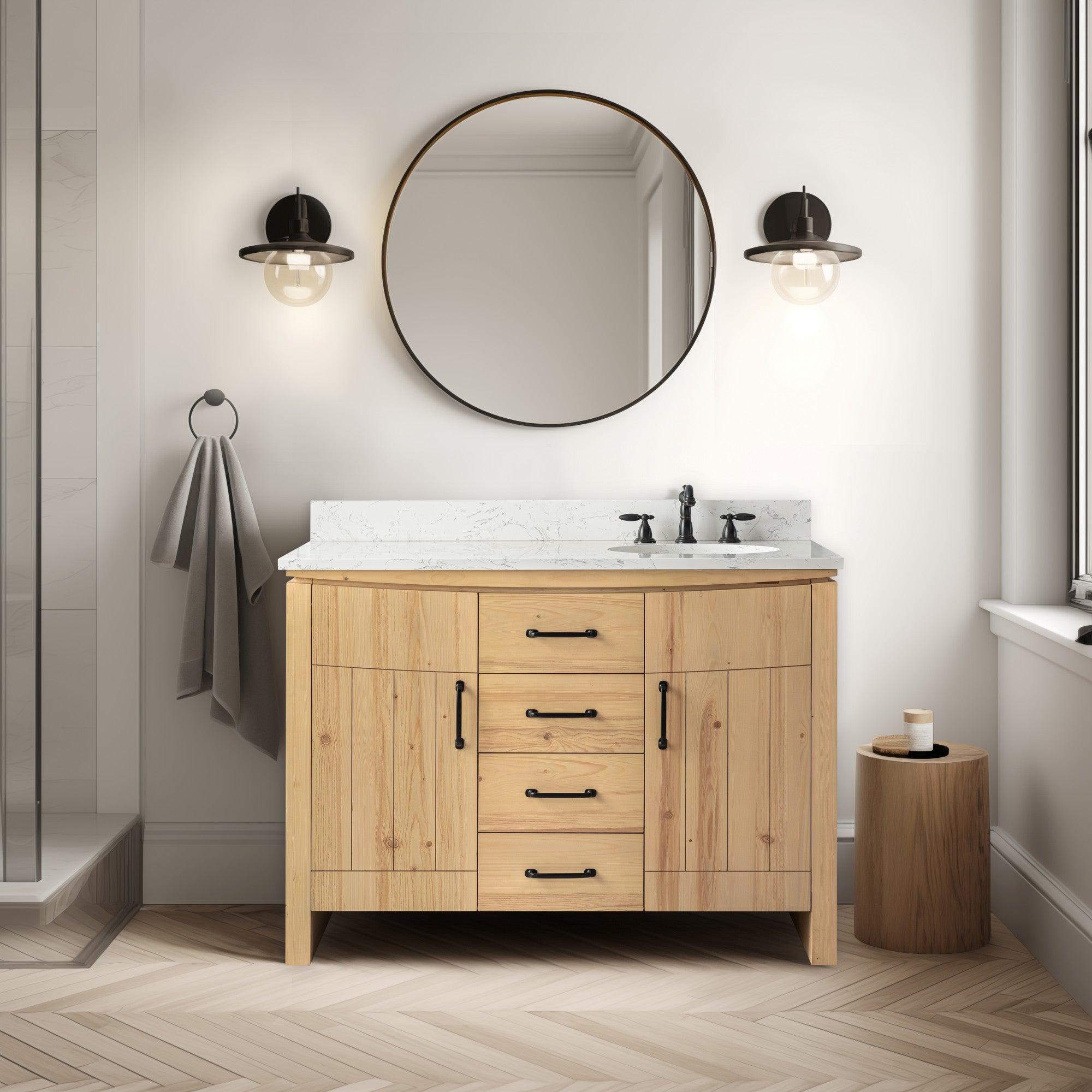 Bellaterra Natural Fir Wood 48 Inch Vanity - Closed