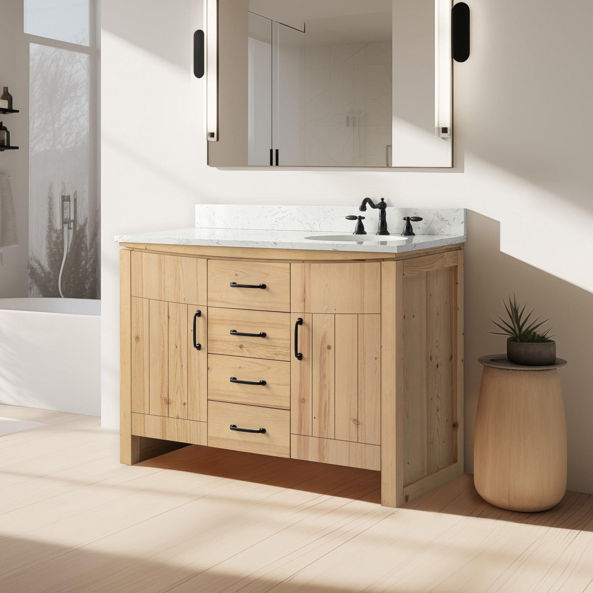 Bellaterra Natural Fir Wood 48 Inch Vanity - Front