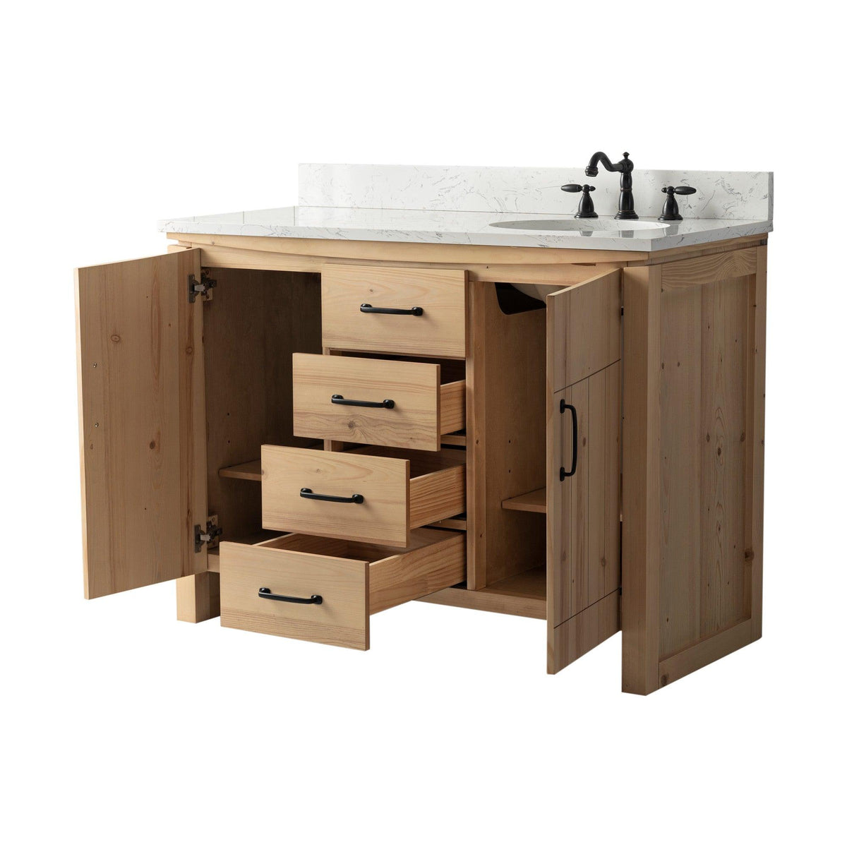 Bellaterra Natural Fir Wood 48 Inch Vanity - Open
