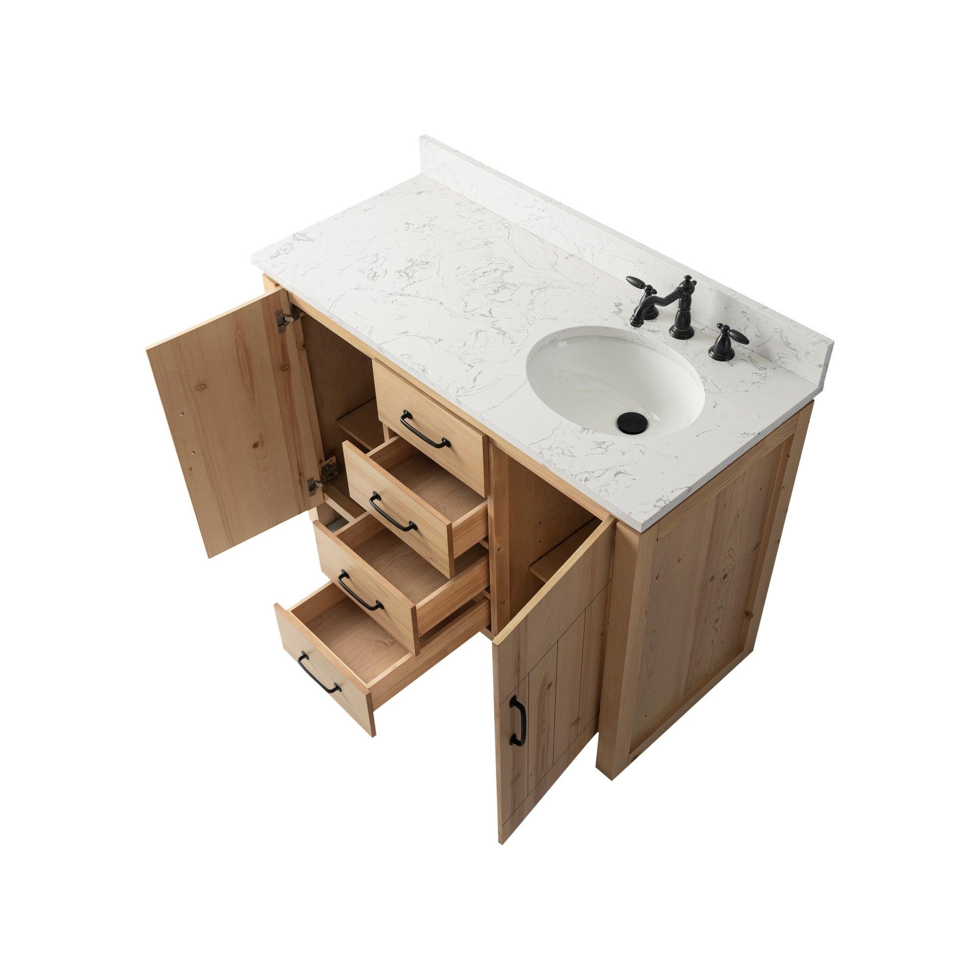 Bellaterra Natural Fir Wood 48 Inch Vanity - Up,Sink