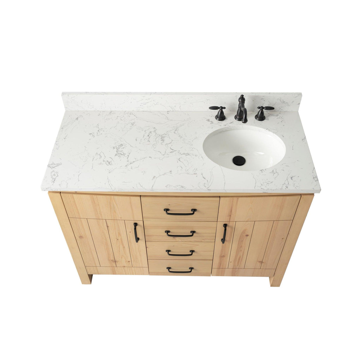 Bellaterra Natural Fir Wood 48 Inch Vanity - Sink, Faucet