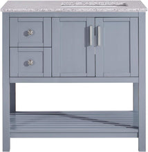 Load image into Gallery viewer, Silkroad Exclusive 36-inch Modern Vanity with Sesame Granite Top and Bluish Gray Finish - V10036GSSR