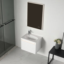 Load image into Gallery viewer, Blossom Thun 24″ Vanity with Droplet-Shaped Basin - LED Illuminated &amp; 3D Diamond Pattern Design