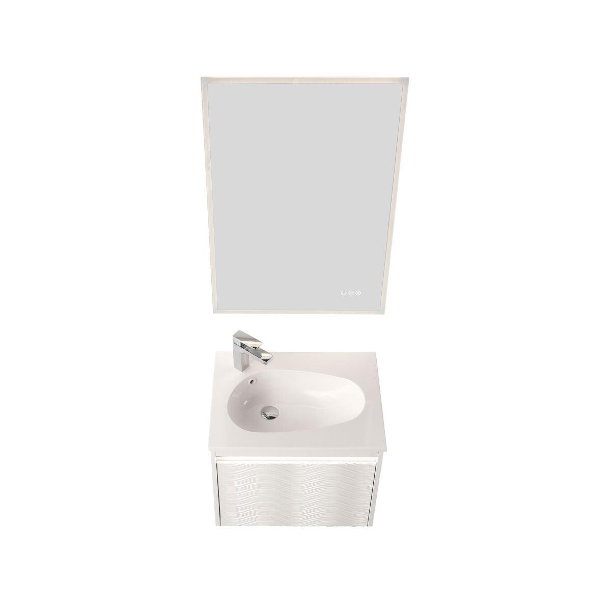 Blossom Voyage Wall-Hung 24" Glossy White Vanity,  Acrylic Sink, LED Lighting, front up