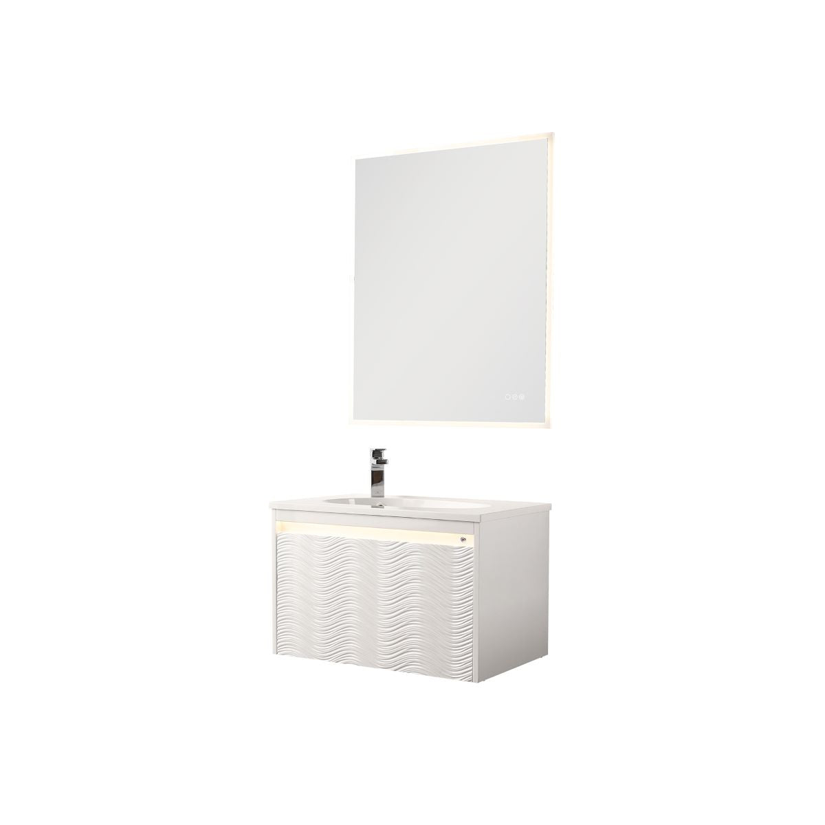 Blossom Voyage 30″ Glossy White Vanity, Droplet-Shaped Basin - LED Illuminated, side