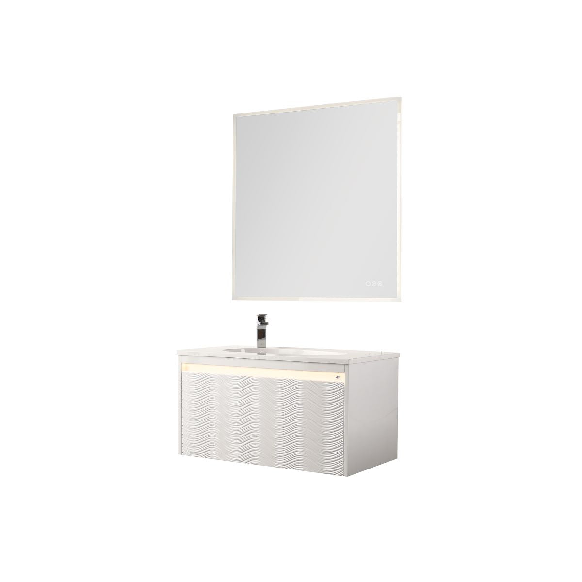 Blossom Voyage Glossy White 36″ Vanity with Droplet-Shaped Basin - LED Illuminated, side 1