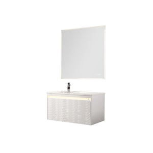 Blossom Voyage Glossy White 36″ Vanity with Droplet-Shaped Basin - LED Illuminated, side 1