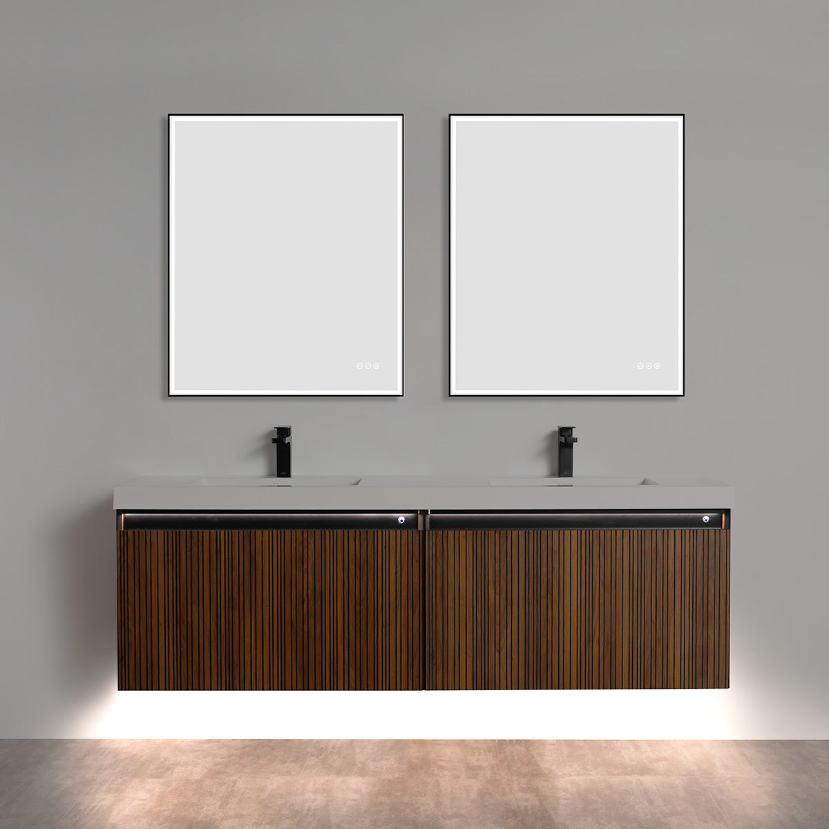 Blossom Lille – 72 Inch Double Vanity - Brown Walnut Strip