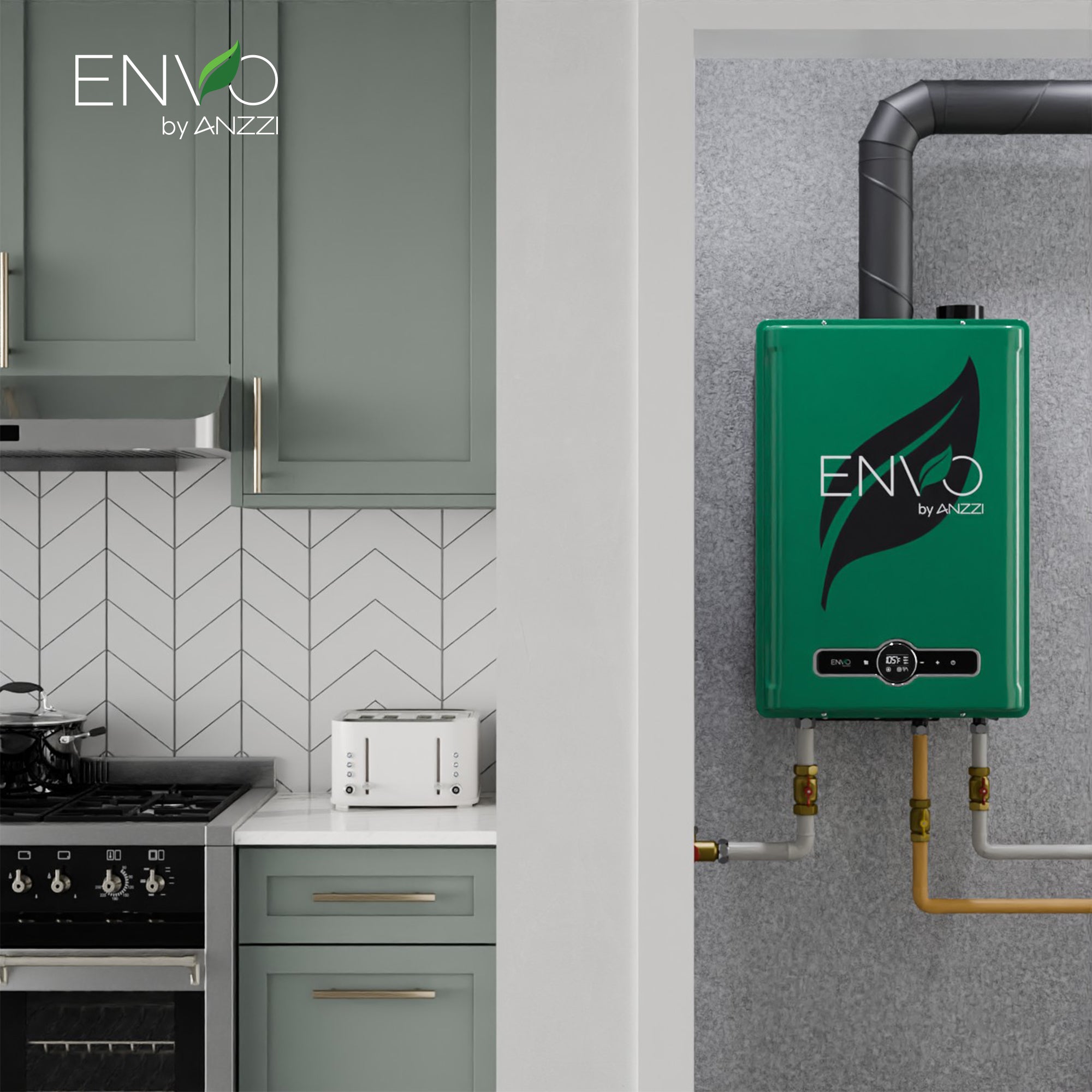 ENVO 180,000 BTU Indoor Propane Water Heater | Smart Digital Display & Anti-Freezing Protection
