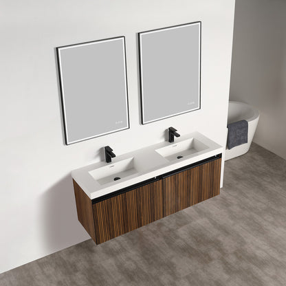 Blossom Lille – 60 Inch Double Vanity - Brown Walnut Strip