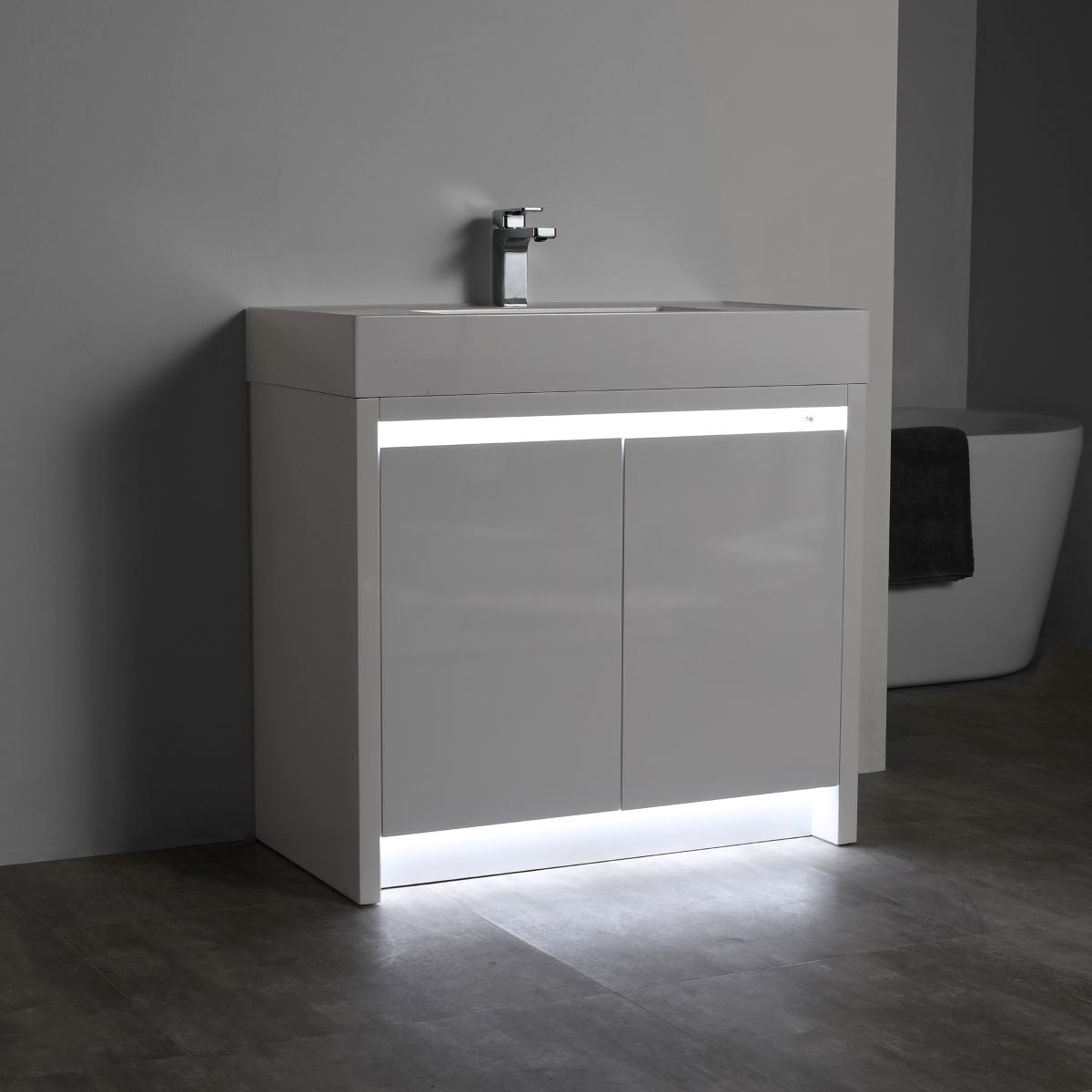 Blossom Capri 36″ Vanity with Dual LED Illumination - Glossy White, lights