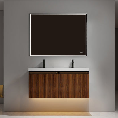 Blossom Lille – 48 Inch Double Vanity - Brown Walnut Strip