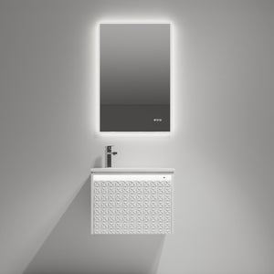 Blossom Thun 24″ Vanity with Droplet-Shaped Basin - LED Illuminated & 3D Diamond Pattern Design