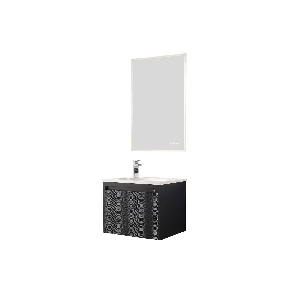 Blossom Voyage Wall-Hung 24" Charcoal Vanity,  Acrylic Sink, LED Lighting, side