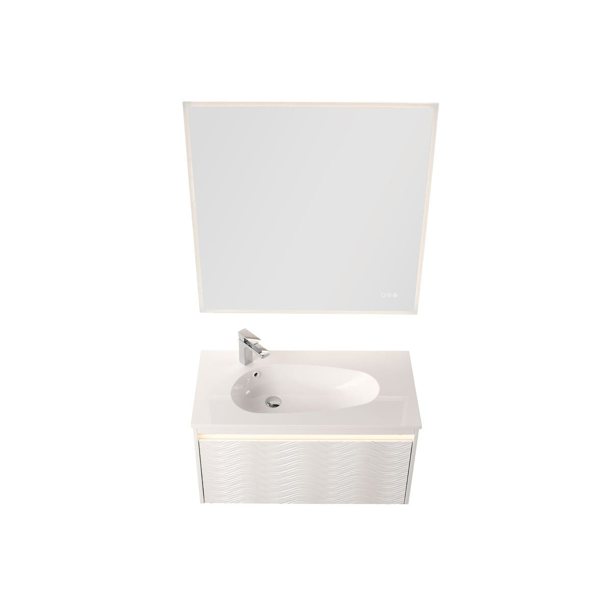 Blossom Voyage Glossy White 36″ Vanity with Droplet-Shaped Basin - LED Illuminated, up