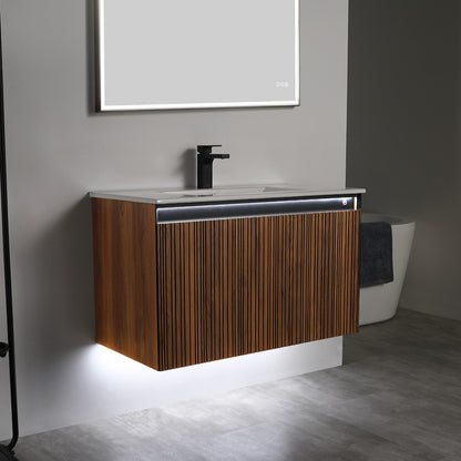 Blossom Lille – 36 Inch Vanity - Brown Walnut Strip