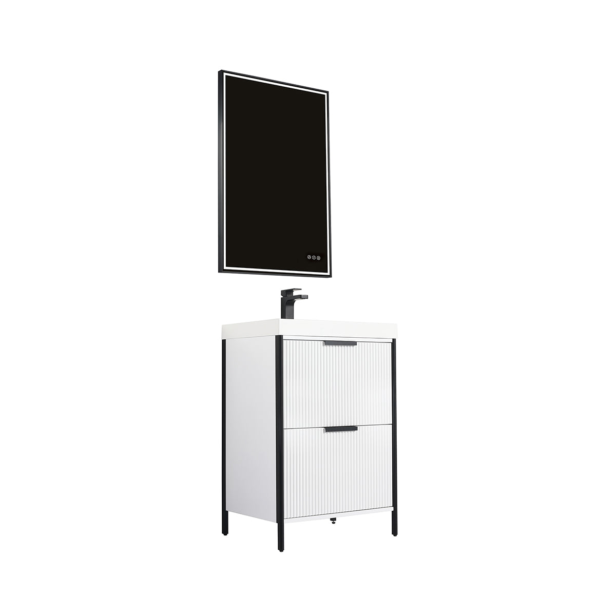 Blossom Zurich 24" Vanity – Glossy White & Metal Grey with Soft-Close Drawers