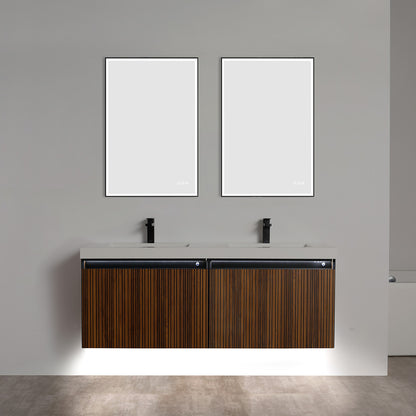 Blossom Lille – 60 Inch Double Vanity - Brown Walnut Strip