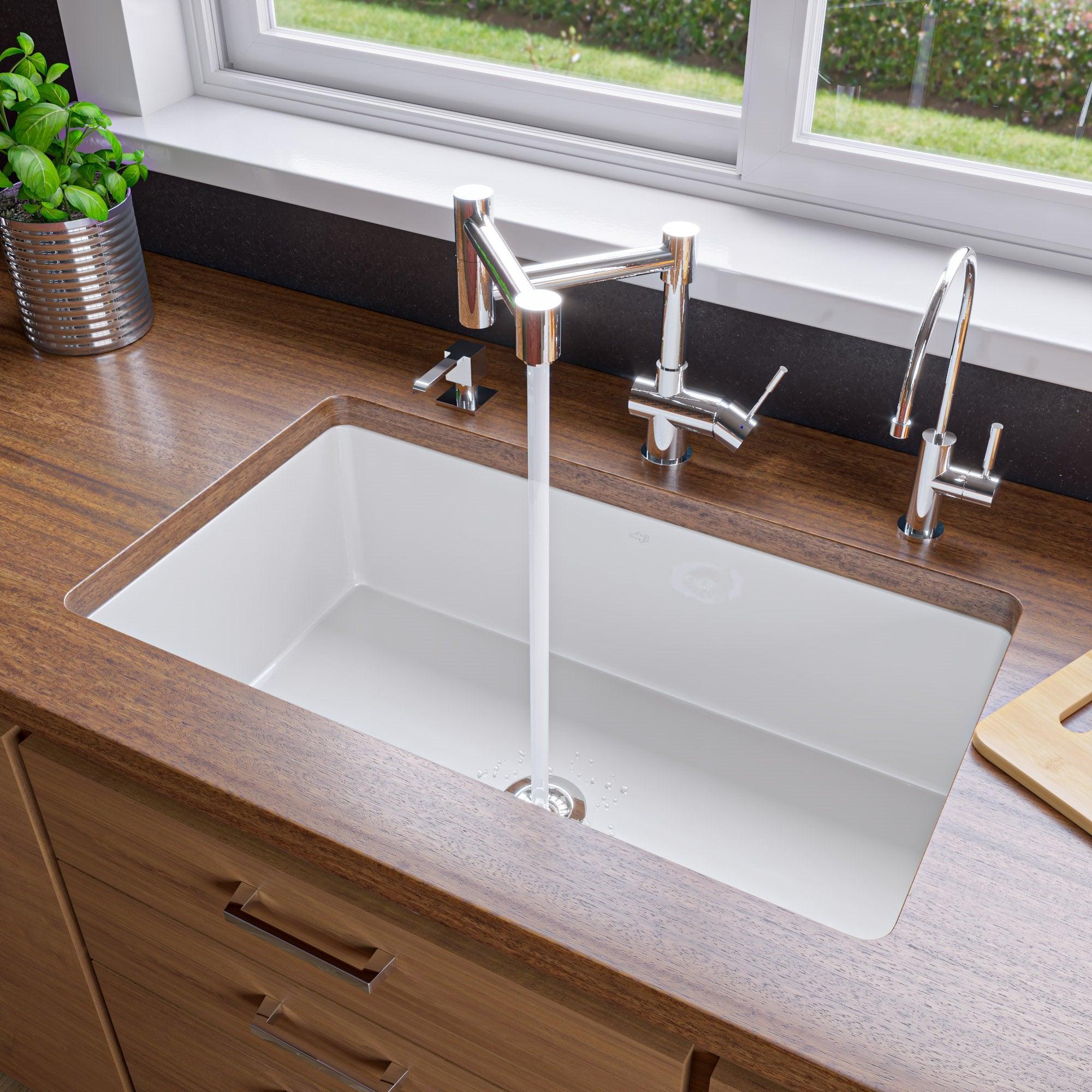 ALFI brand AB2038-PSS Solid Polished Stainless Steel Retractable Single Hole Kitchen Faucet